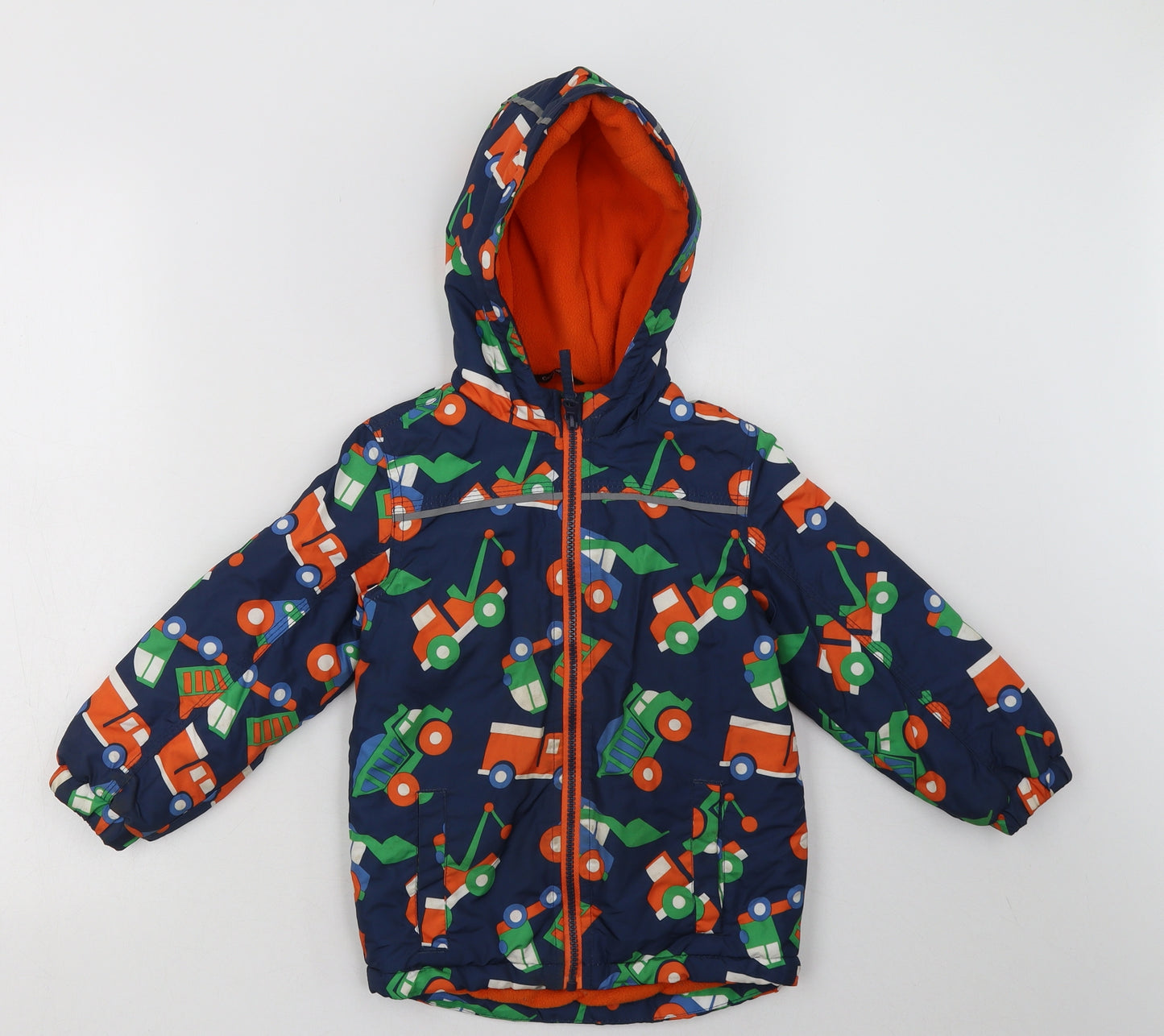 George Boys Blue Geometric  Basic Coat Coat Size 3-4 Years  Zip - Trucks