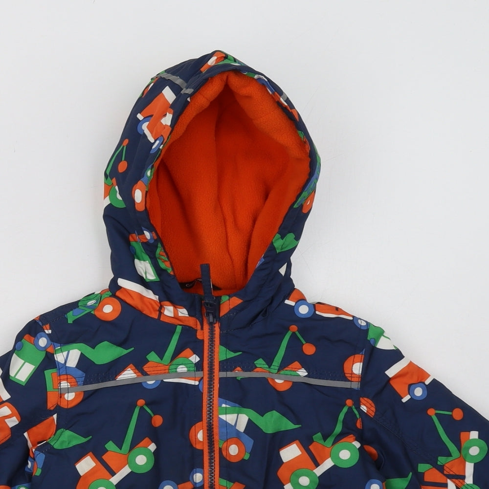 George Boys Blue Geometric  Basic Coat Coat Size 3-4 Years  Zip - Trucks
