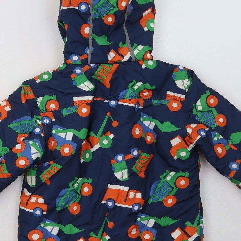 George Boys Blue Geometric  Basic Coat Coat Size 3-4 Years  Zip - Trucks