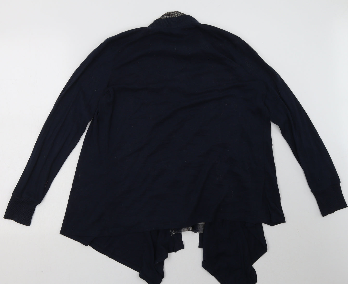 Marks and Spencer Womens Blue Check Cotton Pullover Sweatshirt Size 12  Button
