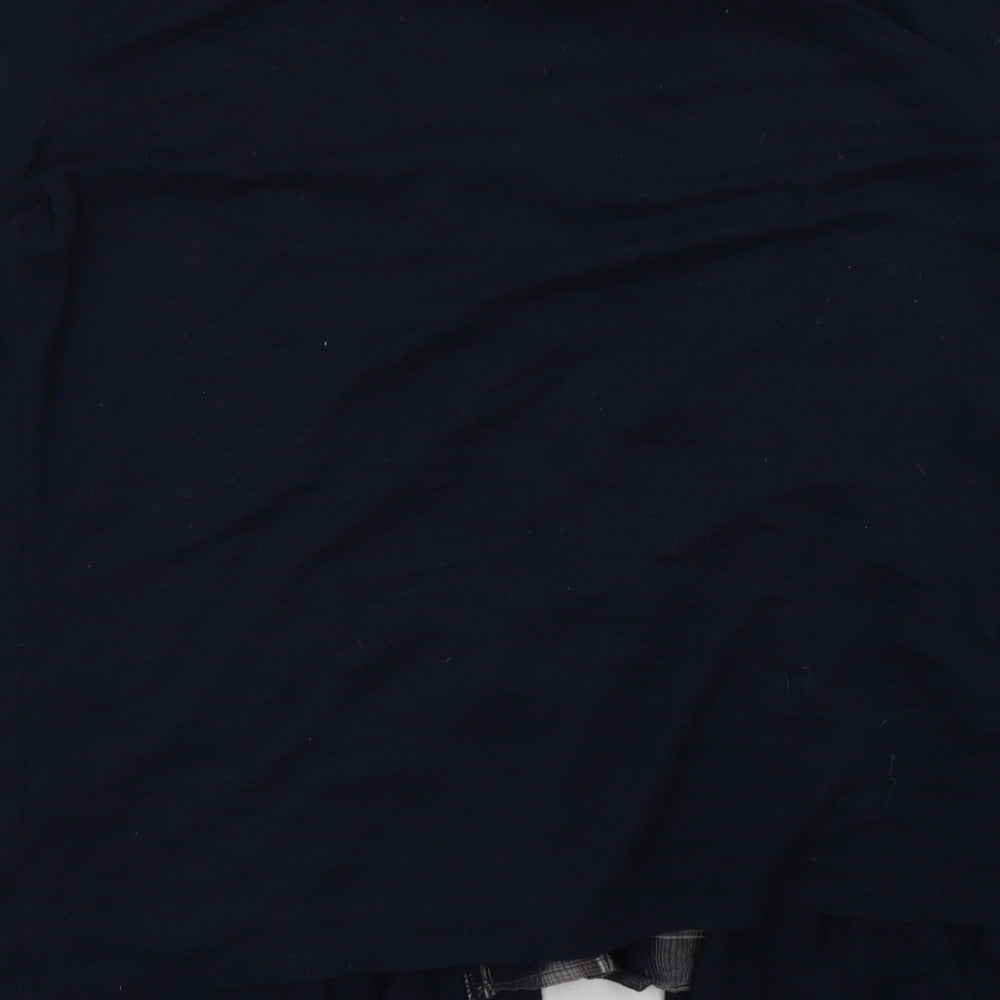 Marks and Spencer Womens Blue Check Cotton Pullover Sweatshirt Size 12  Button