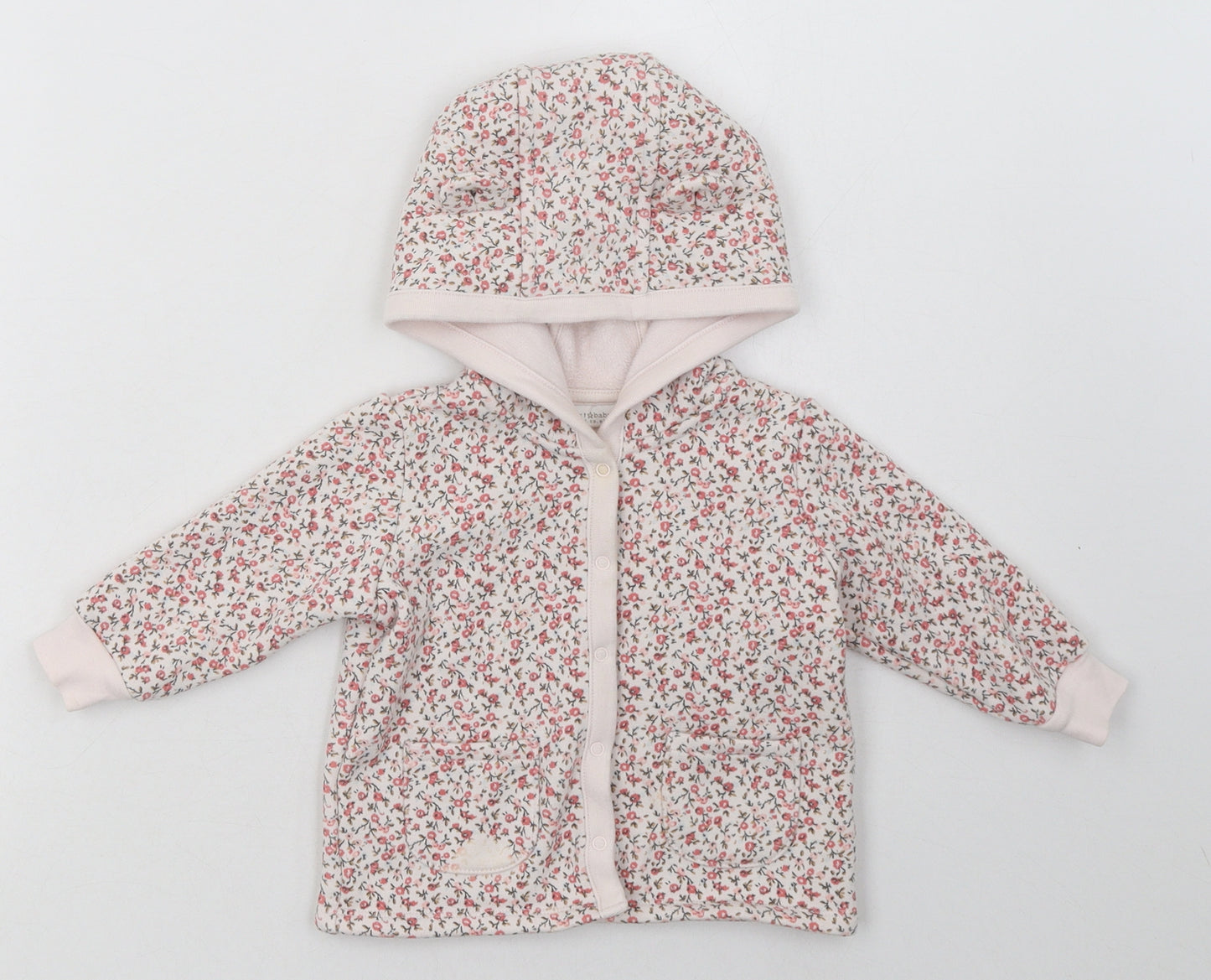 NEXT Girls Pink Floral  Basic Jacket Jacket Size 6-9 Months   Buckle