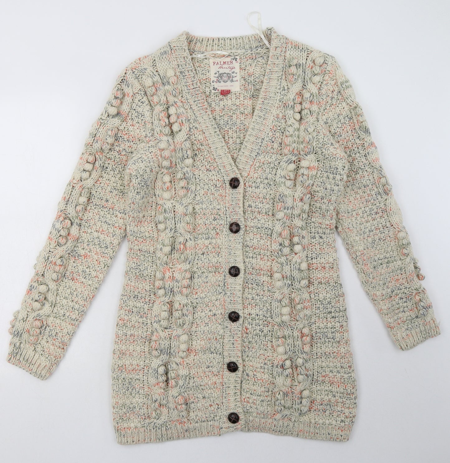 Matalan Womens Beige V-Neck  Wool Cardigan Jumper Size 16