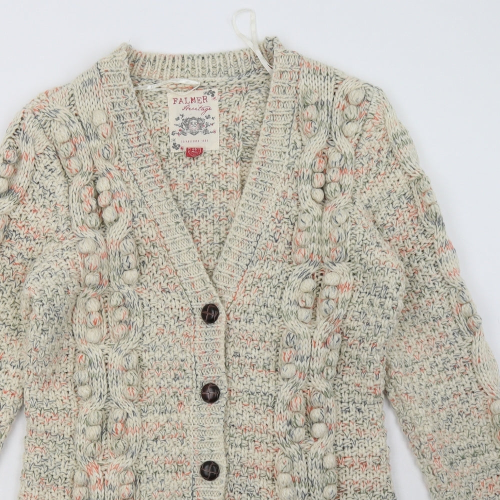Matalan Womens Beige V-Neck  Wool Cardigan Jumper Size 16