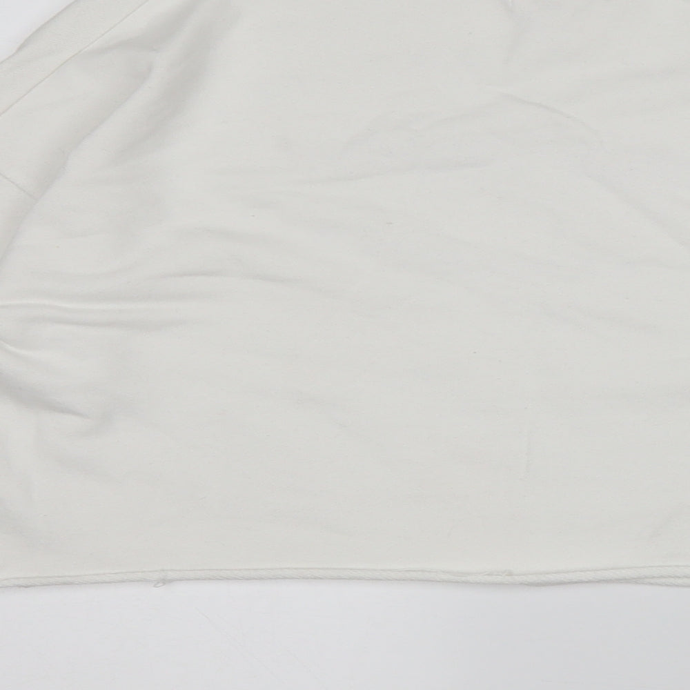 Pull&Bear Womens White  Polyester Pullover Sweatshirt Size S   - Cropped