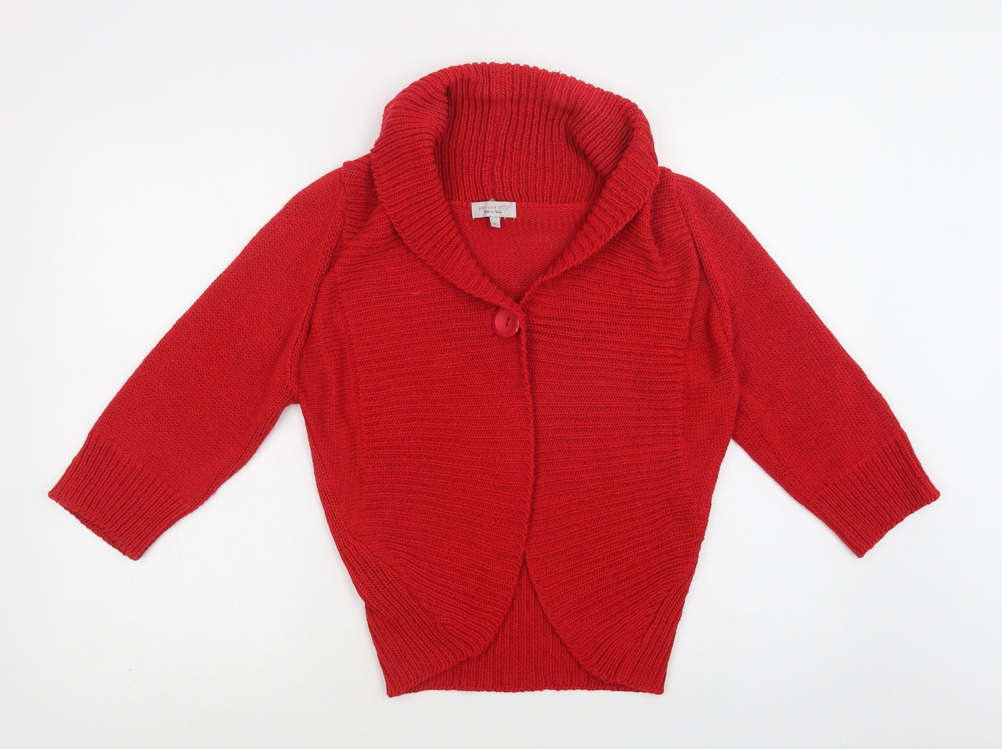 Per Una Womens Red Collared  Acrylic Cardigan Jumper Size M