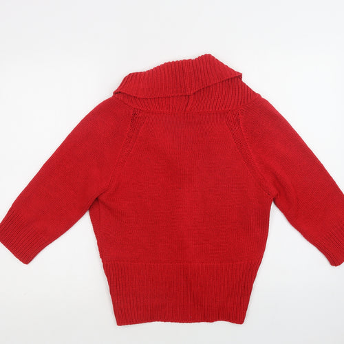Per Una Womens Red Collared  Acrylic Cardigan Jumper Size M