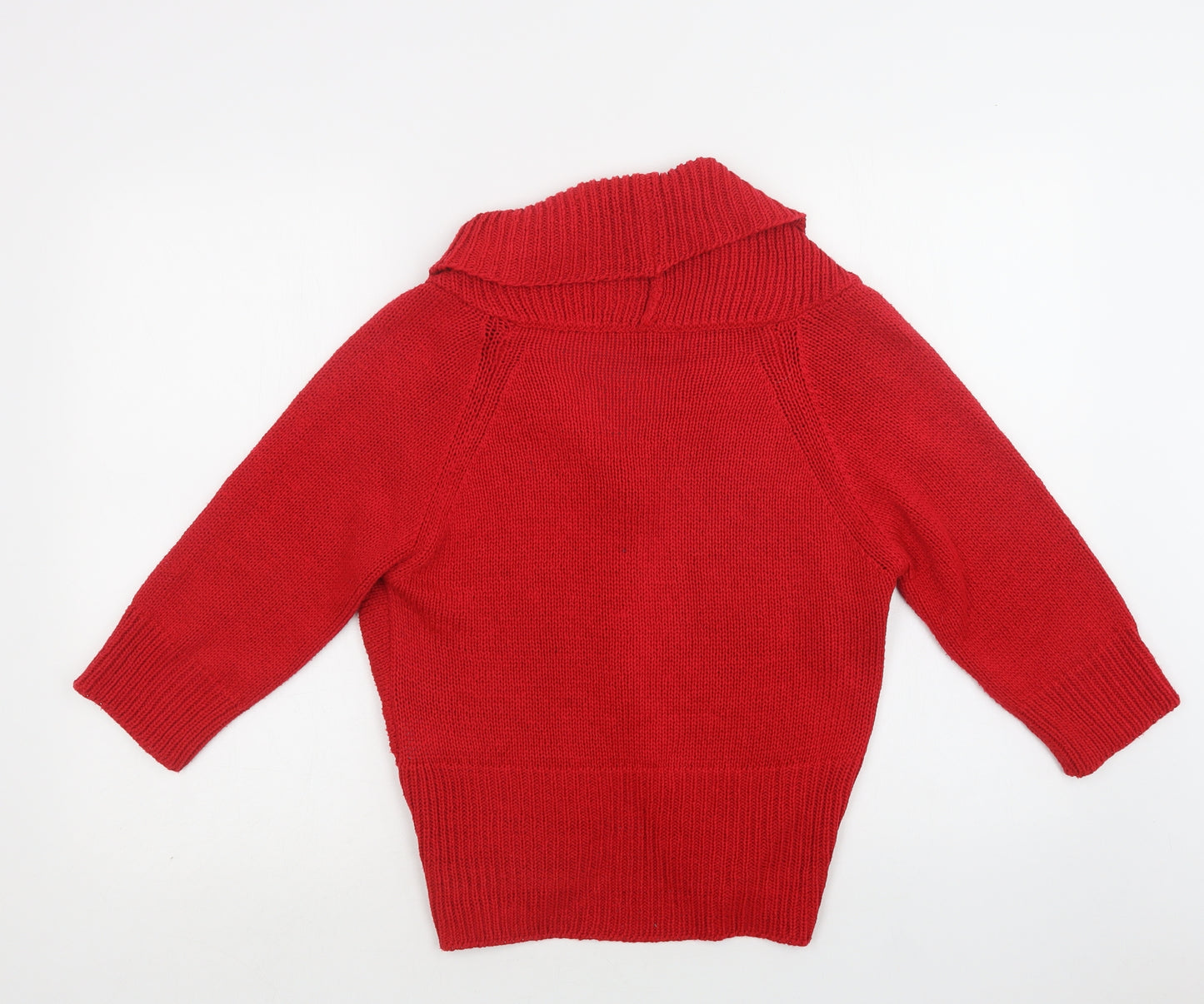 Per Una Womens Red Collared  Acrylic Cardigan Jumper Size M