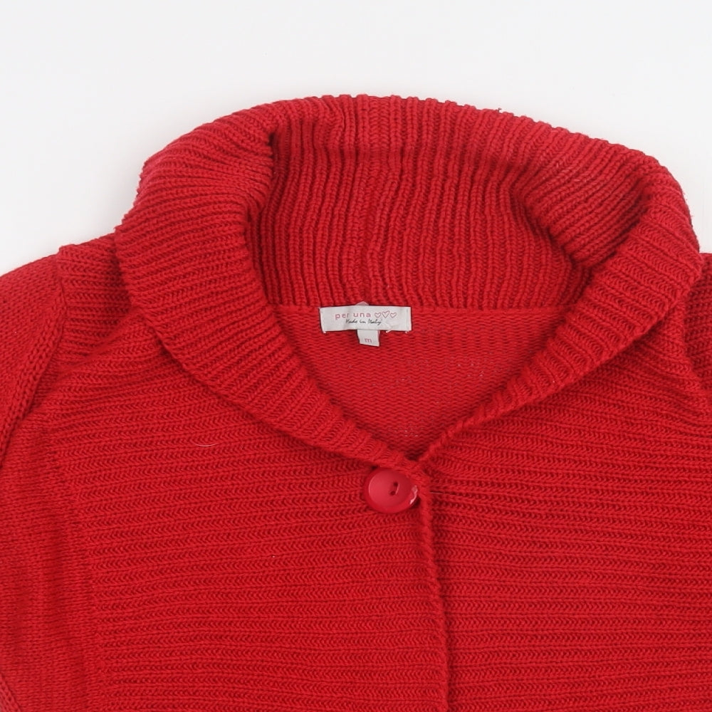 Per Una Womens Red Collared  Acrylic Cardigan Jumper Size M