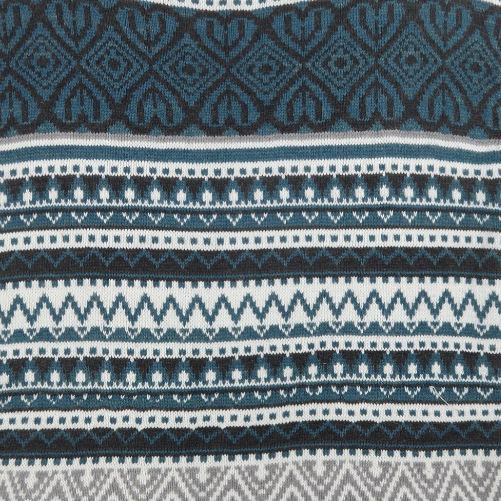 M&S Womens Green Crew Neck Fair Isle Acrylic Vest Jumper Size 14