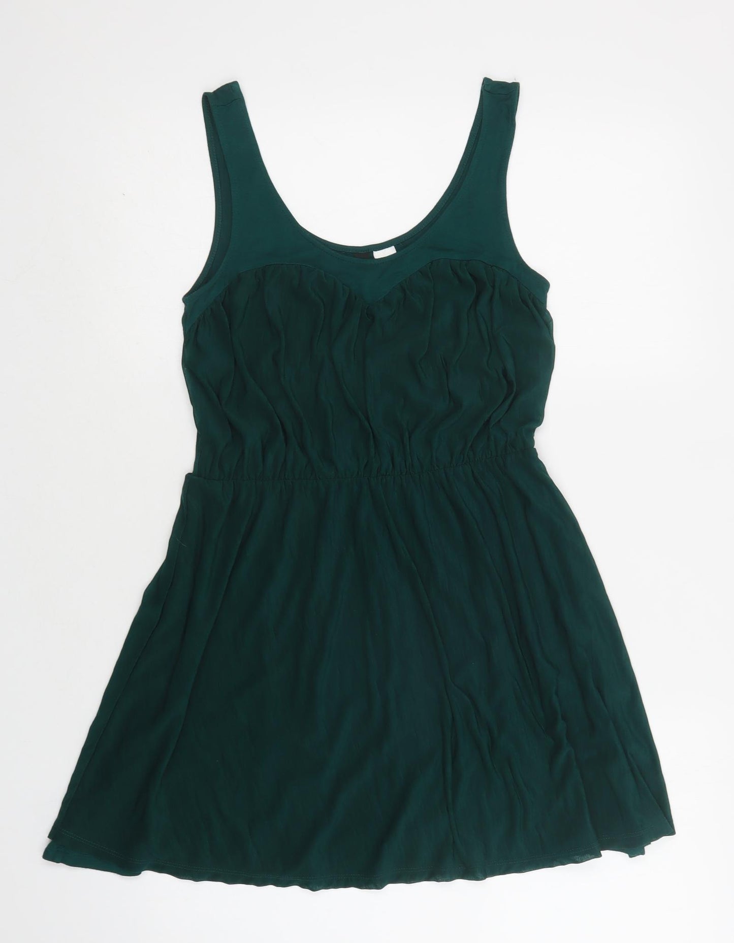 H&M Womens Green  Polyester Fit & Flare  Size 12  Scoop Neck