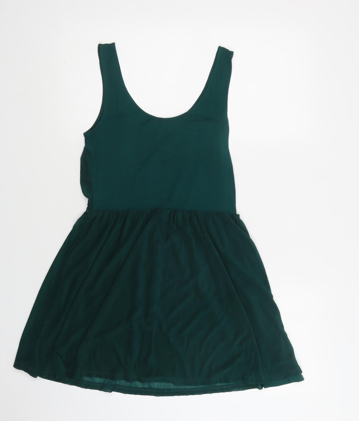 H&M Womens Green  Polyester Fit & Flare  Size 12  Scoop Neck