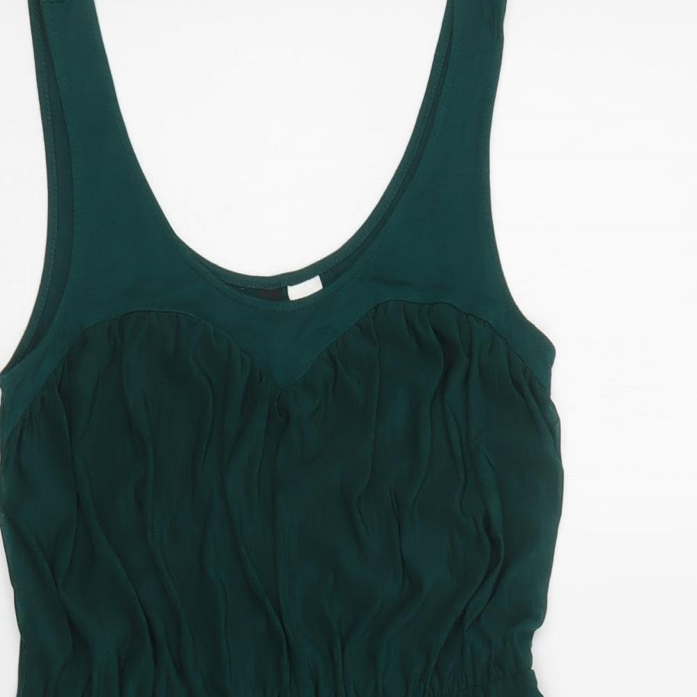 H&M Womens Green  Polyester Fit & Flare  Size 12  Scoop Neck