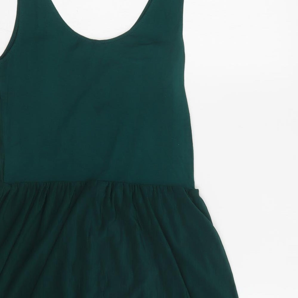 H&M Womens Green  Polyester Fit & Flare  Size 12  Scoop Neck