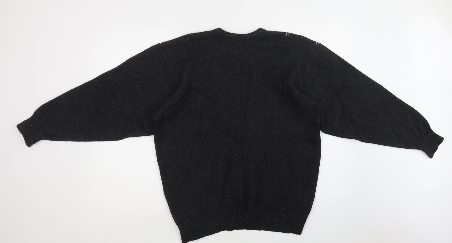 Lyle & Scott Mens Grey Crew Neck Geometric  Pullover Jumper Size M