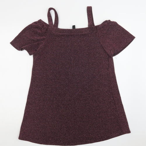 New Lok Womens Purple  Nylon A-Line  Size 12  Off the Shoulder