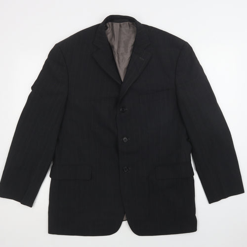 M&S Mens Grey Striped  Jacket Blazer Size 42  Button