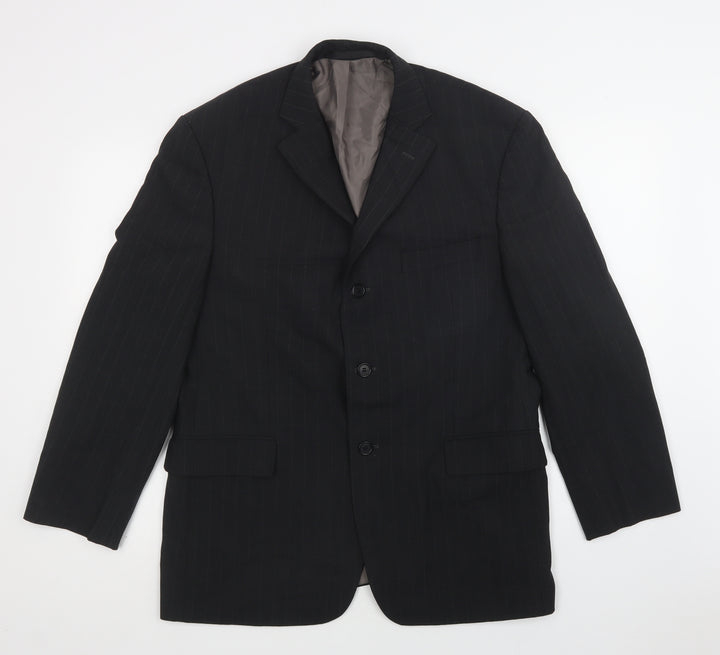 M&S Mens Grey Striped  Jacket Blazer Size 42  Button
