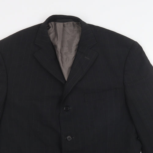 M&S Mens Grey Striped  Jacket Blazer Size 42  Button
