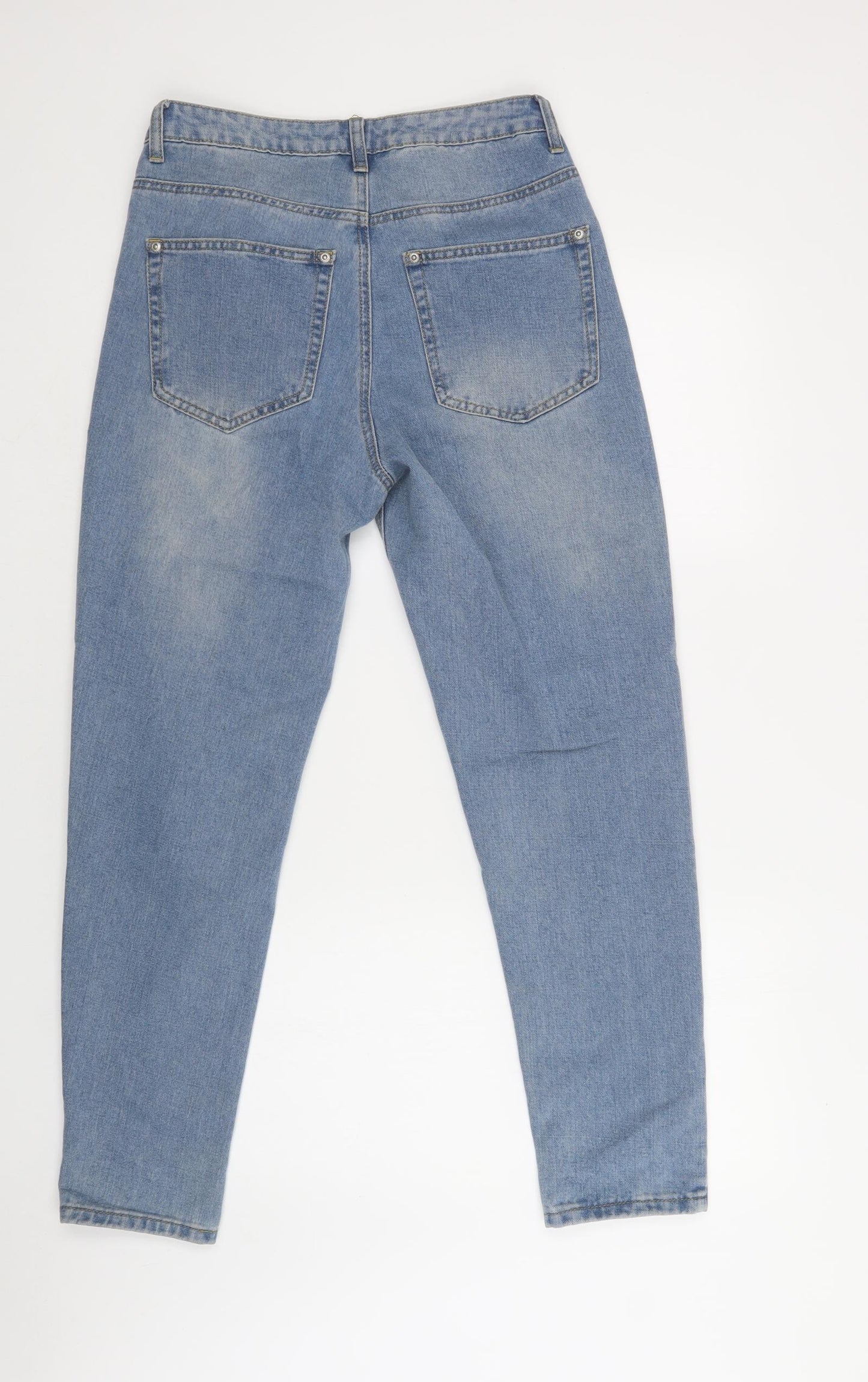 PRETTYLITTLETHING Womens Blue  Cotton Mom Jeans Size 10 L30 in Regular Button