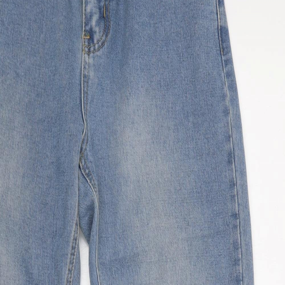 PRETTYLITTLETHING Womens Blue  Cotton Mom Jeans Size 10 L30 in Regular Button