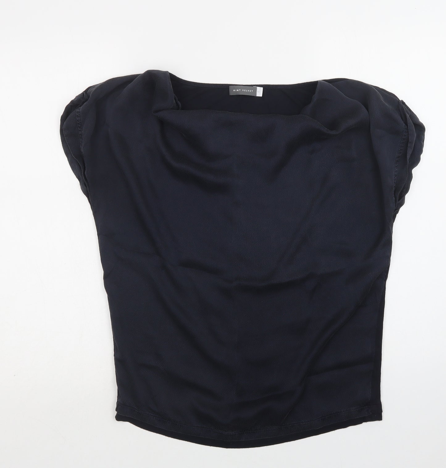 Mint Velvet Womens Blue  Viscose Basic Blouse Size 12 Cowl Neck