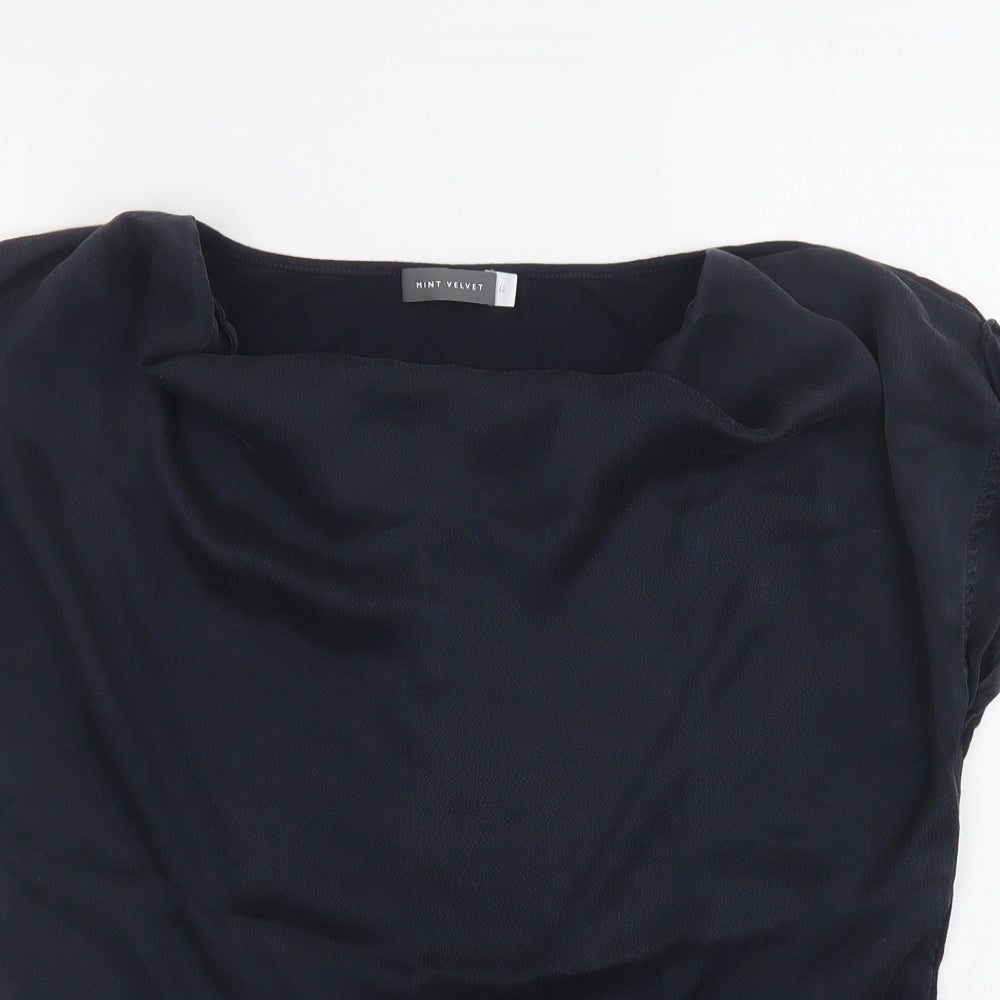 Mint Velvet Womens Blue  Viscose Basic Blouse Size 12 Cowl Neck