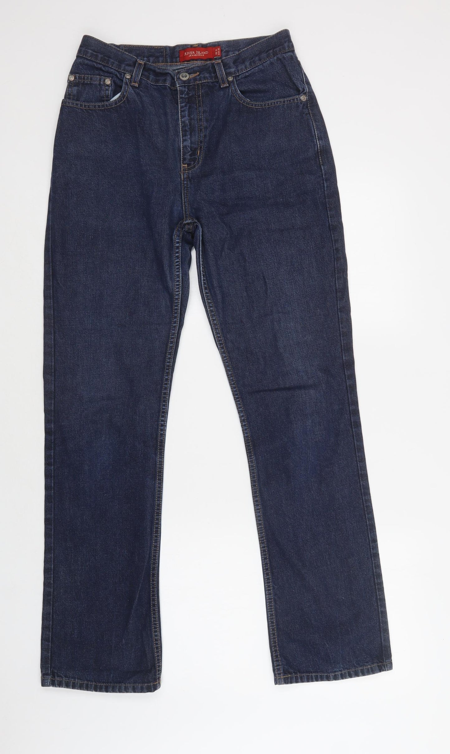 River Island Womens Blue  Cotton Bootcut Jeans Size 10 L32 in Regular Button