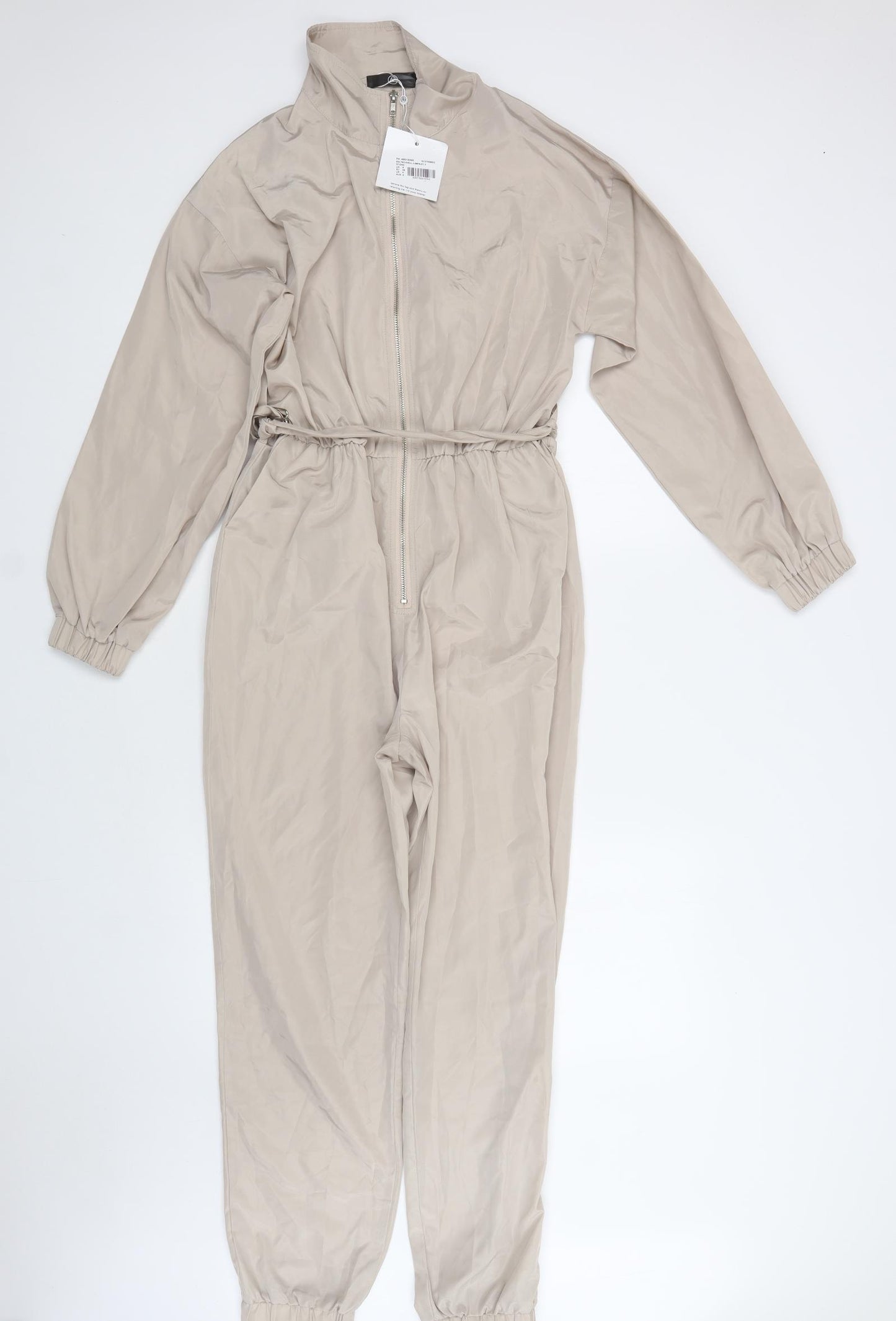 Missguided Womens Beige  Polyester Jumpsuit One-Piece Size 8 L29 in Zip