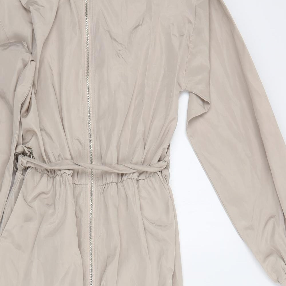 Missguided Womens Beige  Polyester Jumpsuit One-Piece Size 8 L29 in Zip