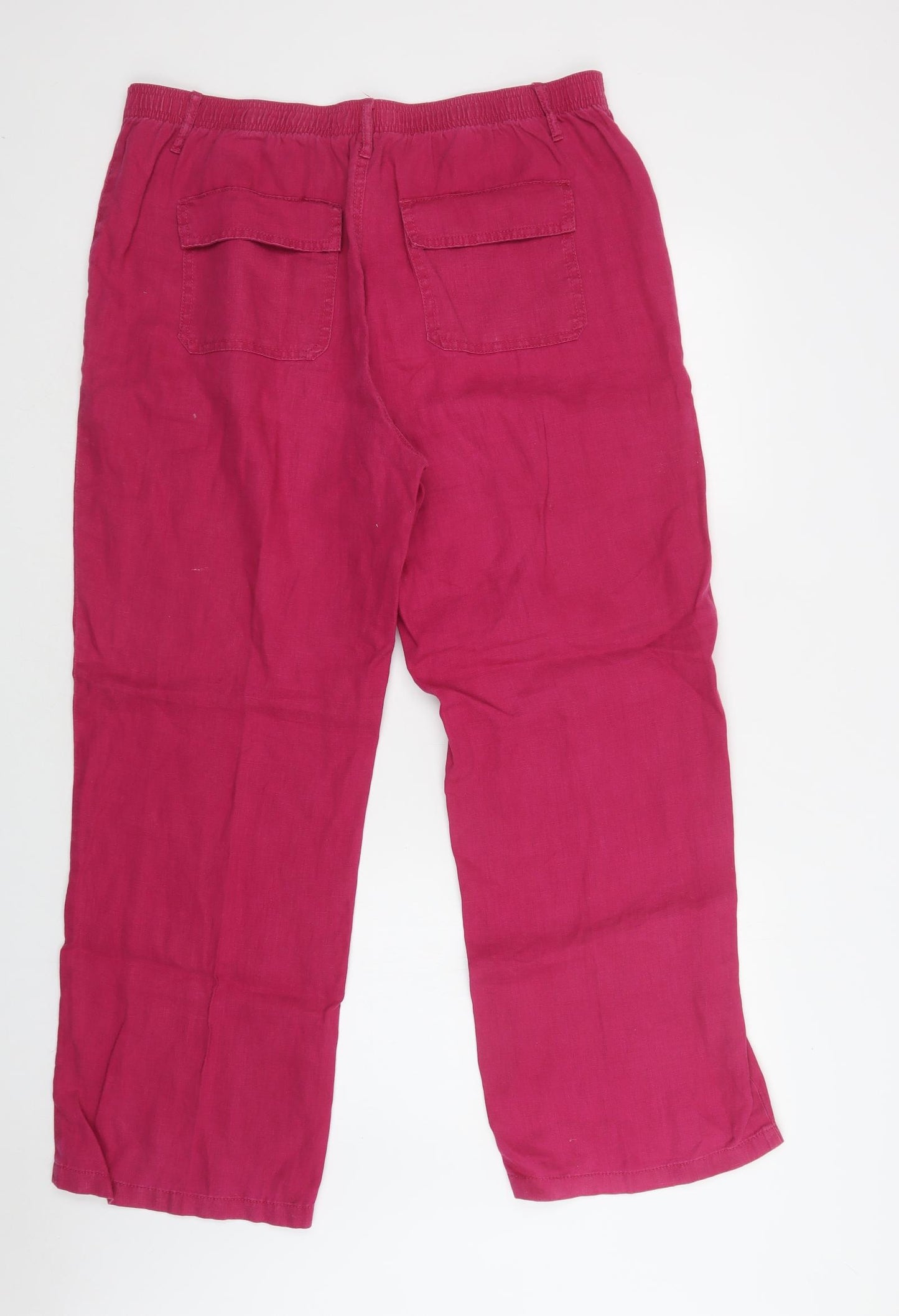 M&S Womens Pink  Linen Trousers  Size 16 L30 in Regular