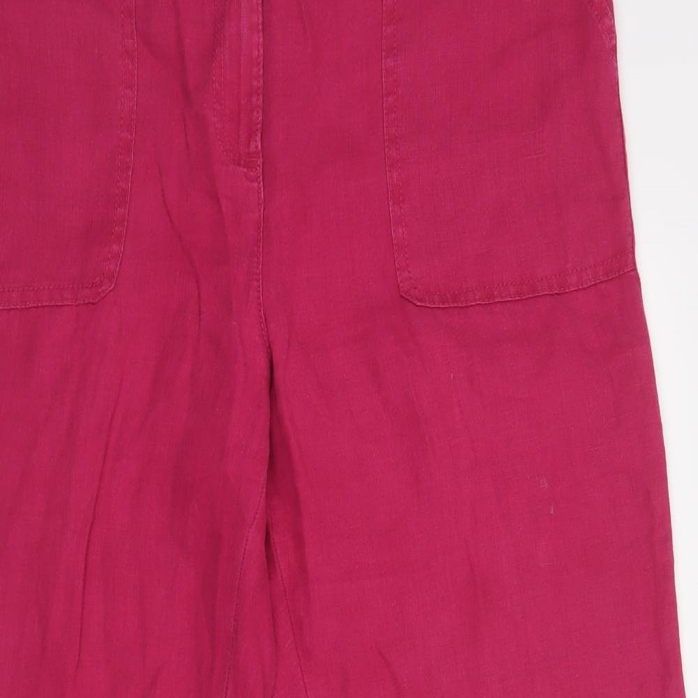 M&S Womens Pink  Linen Trousers  Size 16 L30 in Regular