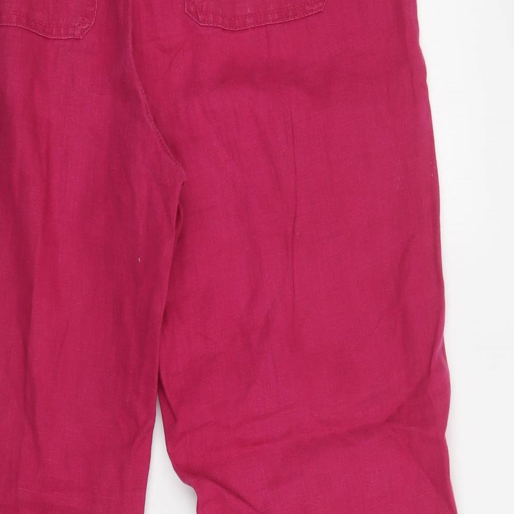 M&S Womens Pink  Linen Trousers  Size 16 L30 in Regular