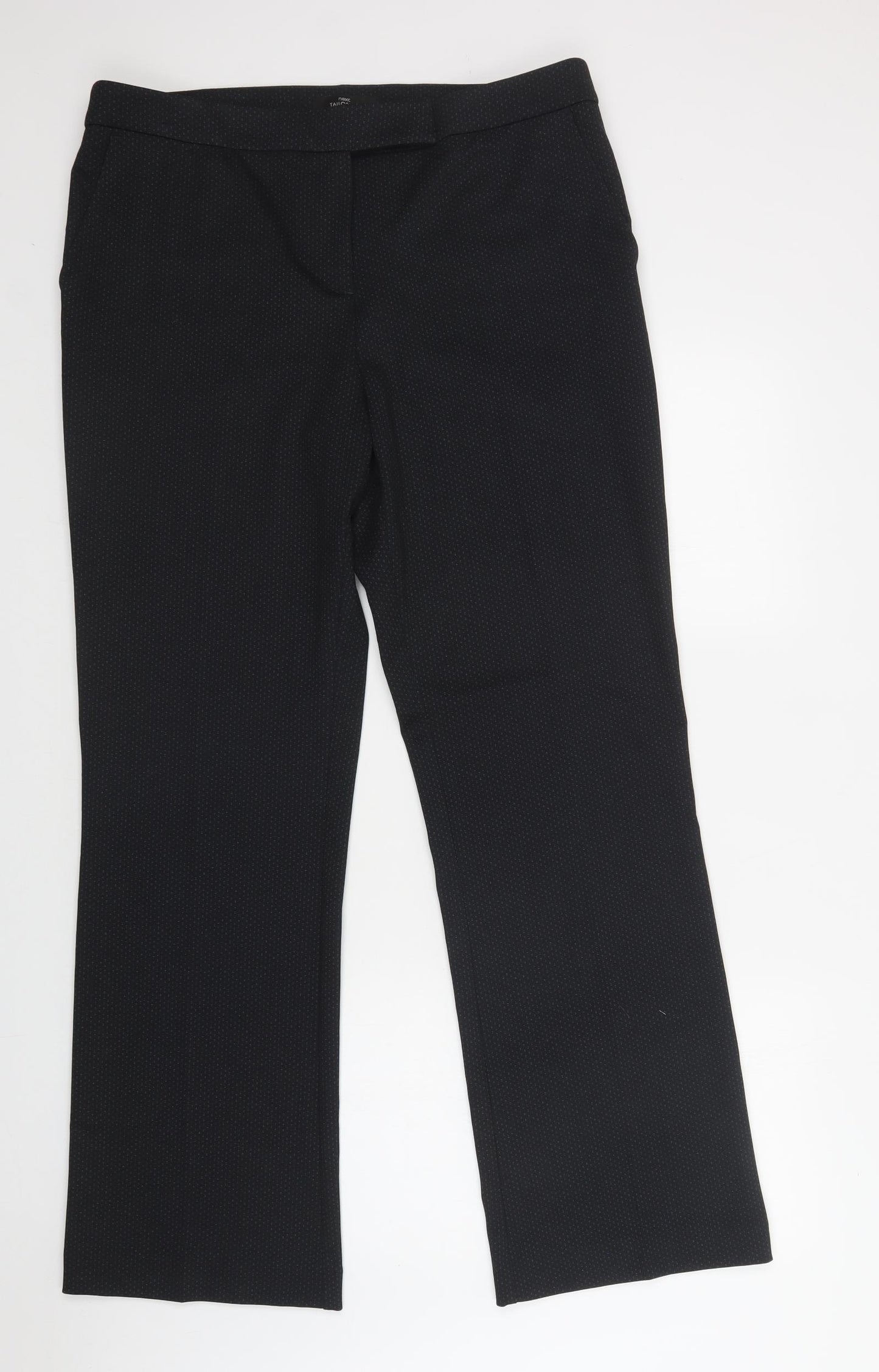 NEXT Womens Black Geometric Polyester Dress Pants Trousers Size 16 L33.5 in Regular Hook & Loop