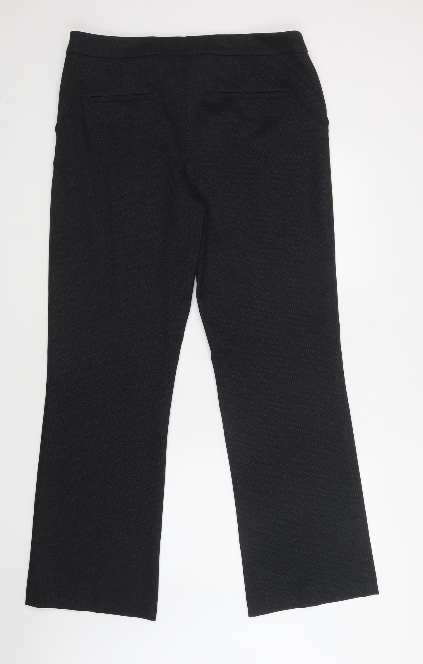 NEXT Womens Black Geometric Polyester Dress Pants Trousers Size 16 L33.5 in Regular Hook & Loop