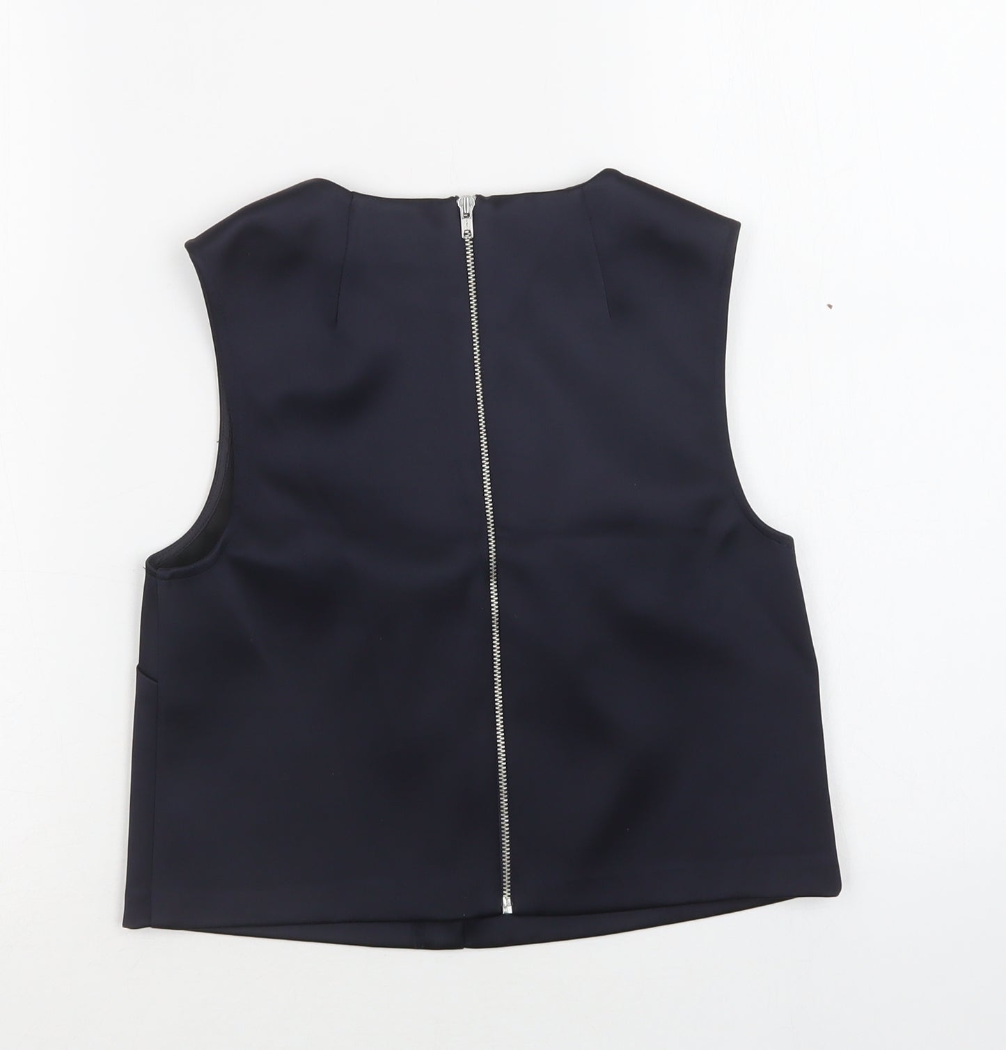 Warehouse Womens Blue  Polyester Basic Blouse Size 6 Round Neck