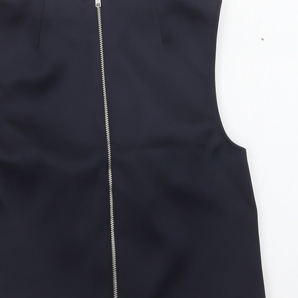 Warehouse Womens Blue  Polyester Basic Blouse Size 6 Round Neck