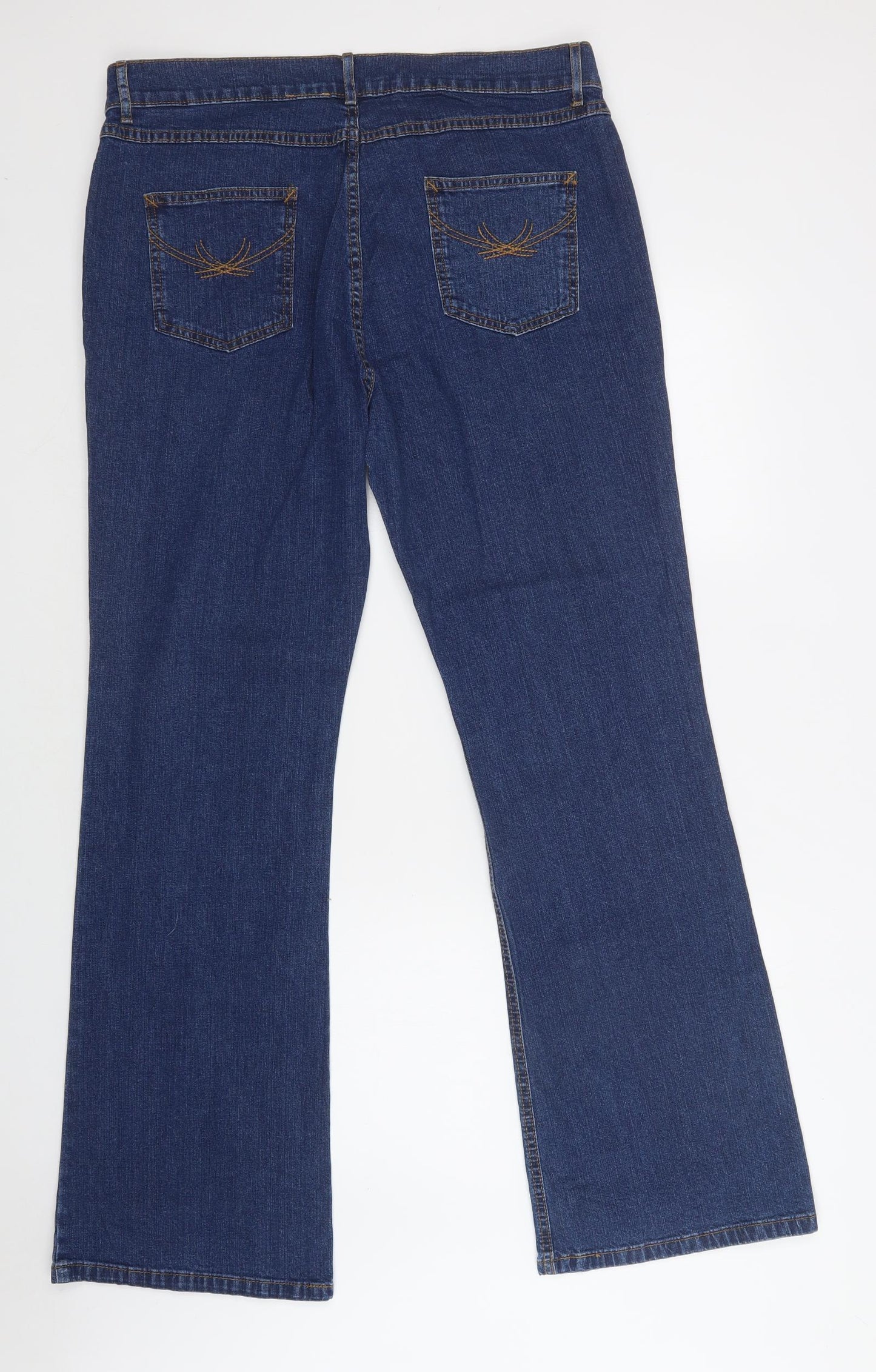 Preworn Womens Blue  Cotton Bootcut Jeans Size 18 L34 in Regular Button