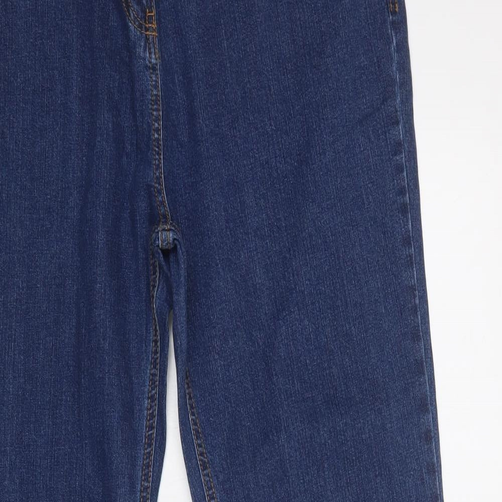 Preworn Womens Blue  Cotton Bootcut Jeans Size 18 L34 in Regular Button