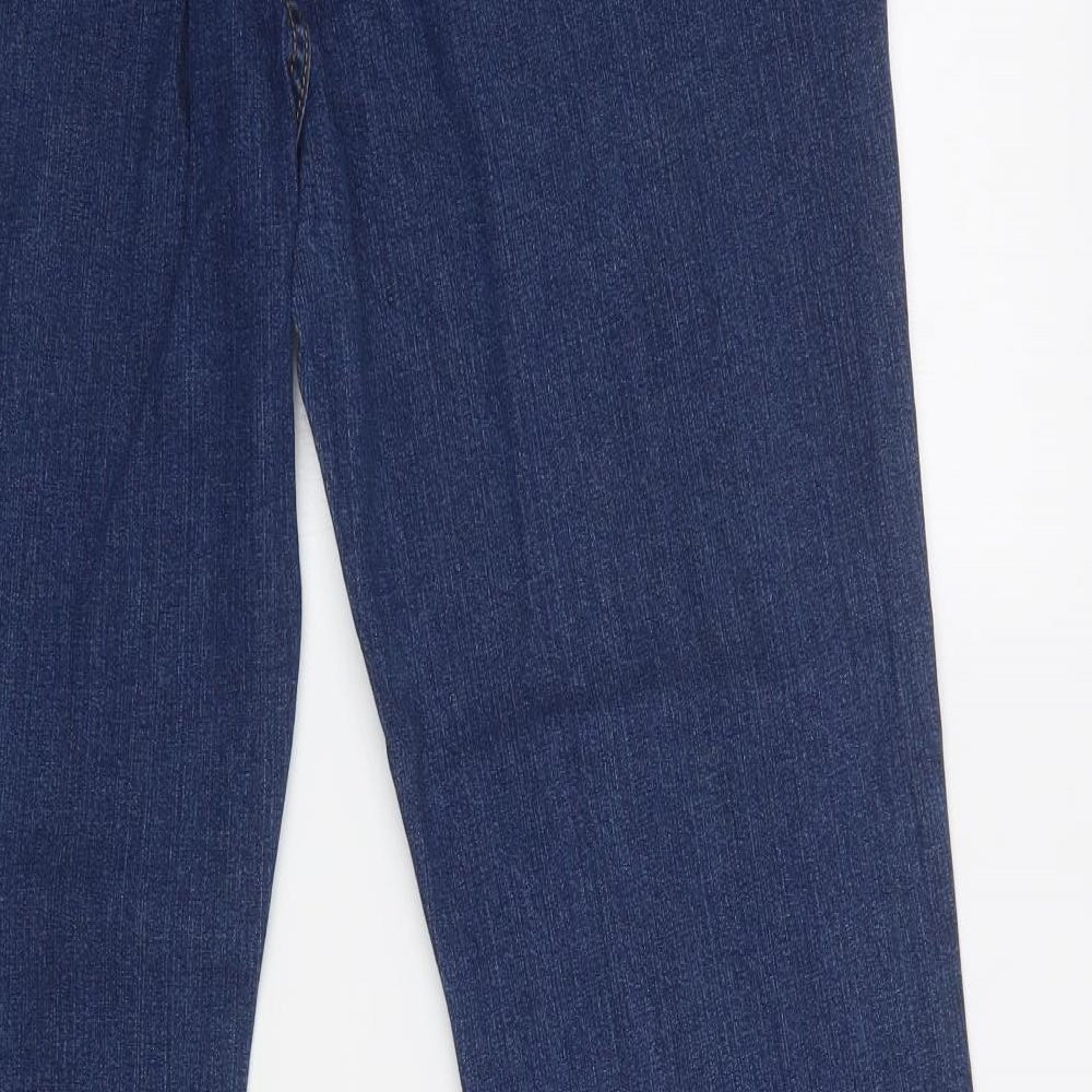 Preworn Womens Blue  Cotton Bootcut Jeans Size 18 L34 in Regular Button