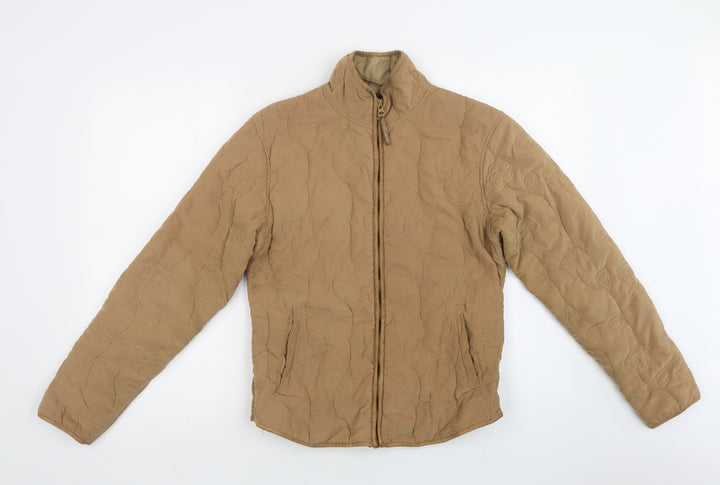 Jack Turply Womens Beige Floral  Quilted Jacket Size 12  Zip