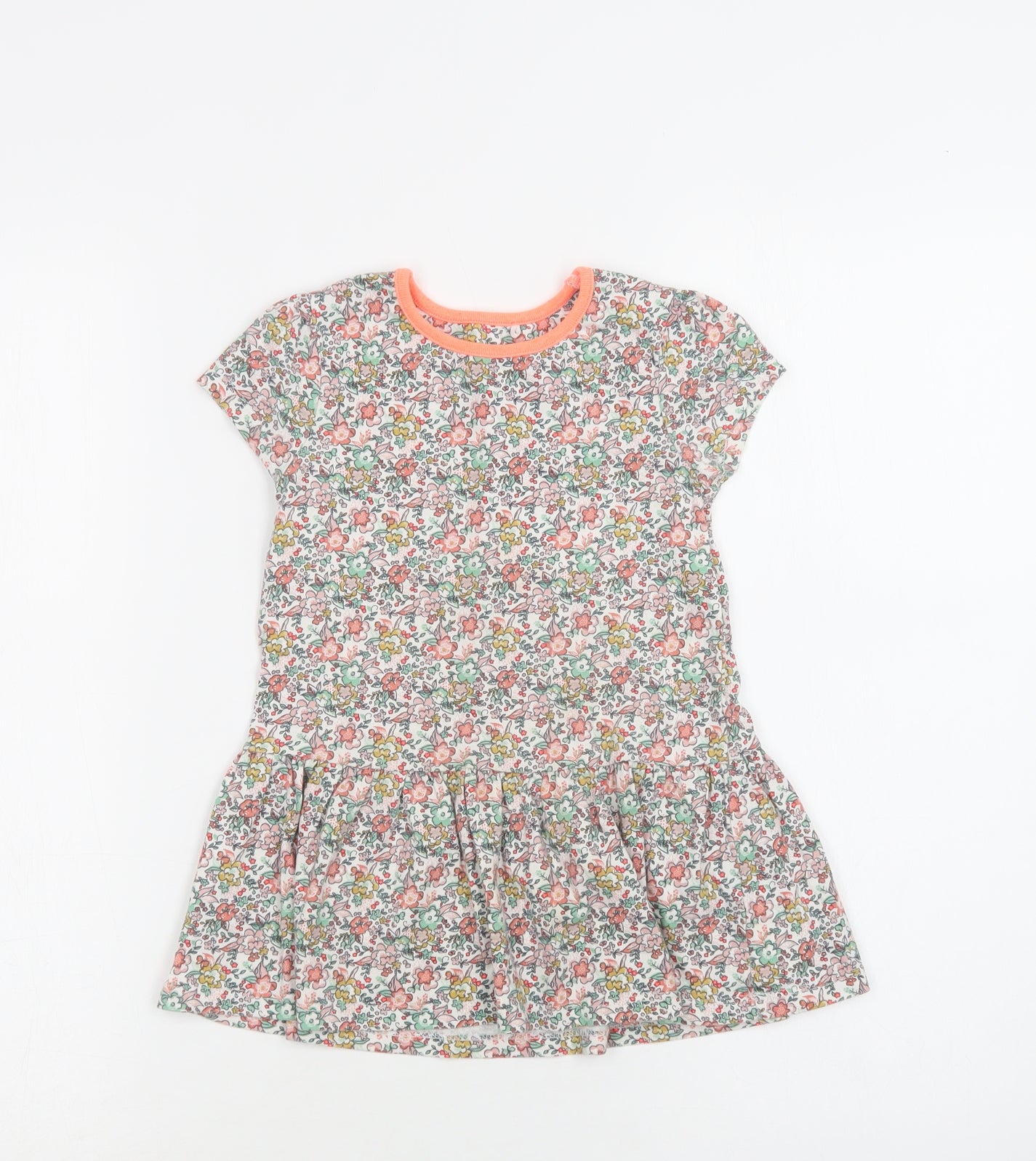 Mini Club Girls Multicoloured Floral Cotton A-Line  Size 3-4 Years  Crew Neck
