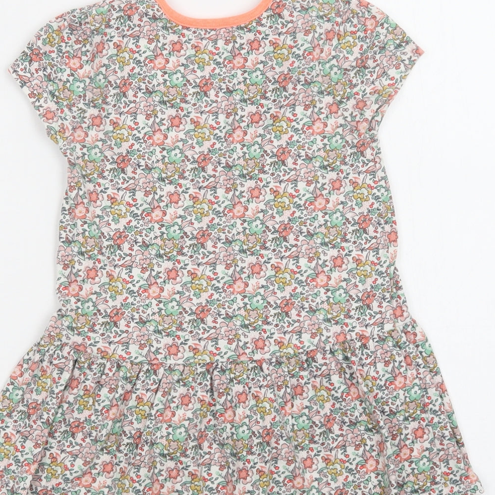 Mini Club Girls Multicoloured Floral Cotton A-Line  Size 3-4 Years  Crew Neck