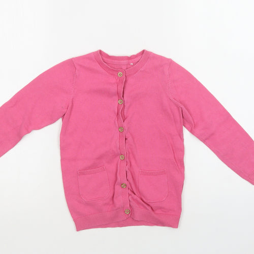 Mini Cub Girls Pink Crew Neck  Cotton Cardigan Jumper Size 3-4 Years  Button