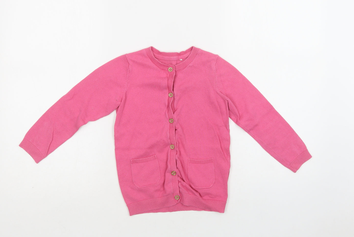 Mini Cub Girls Pink Crew Neck  Cotton Cardigan Jumper Size 3-4 Years  Button