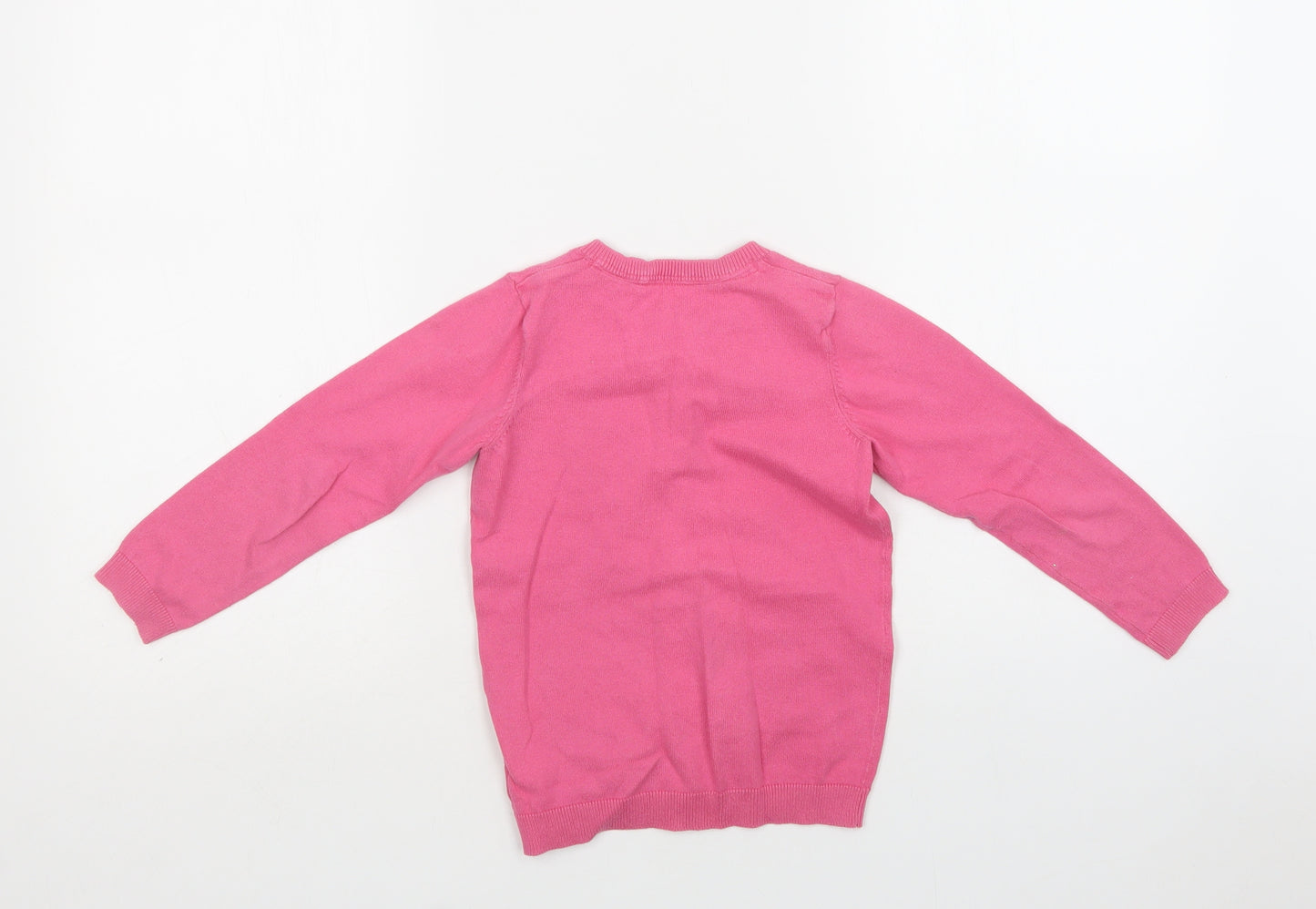 Mini Cub Girls Pink Crew Neck  Cotton Cardigan Jumper Size 3-4 Years  Button