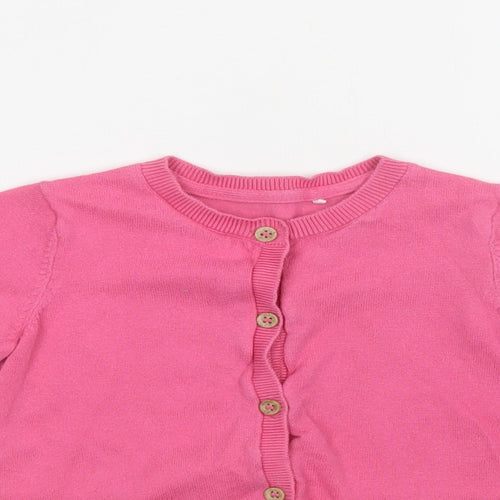 Mini Cub Girls Pink Crew Neck  Cotton Cardigan Jumper Size 3-4 Years  Button