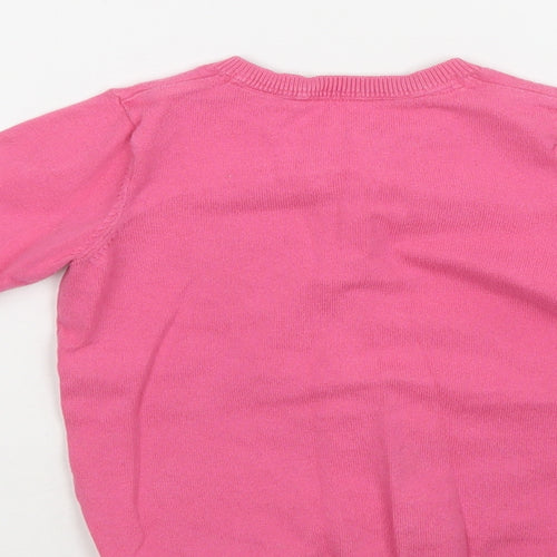 Mini Cub Girls Pink Crew Neck  Cotton Cardigan Jumper Size 3-4 Years  Button