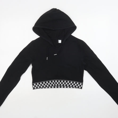 H&M Womens Black Check Cotton Pullover Hoodie Size M