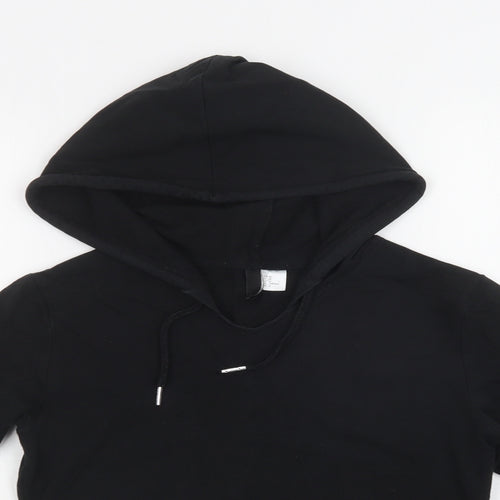 H&M Womens Black Check Cotton Pullover Hoodie Size M